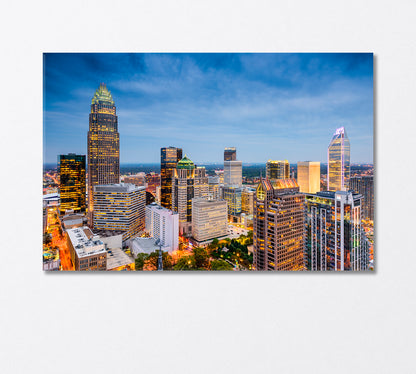 Charlotte Skyscrapers USA Canvas Print-Canvas Print-CetArt-1 Panel-24x16 inches-CetArt