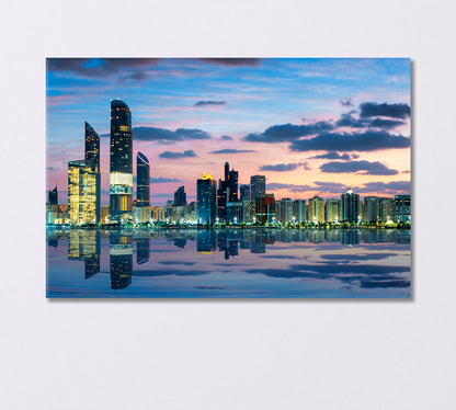 View of Abu Dhabi Skyline at Sunset UAE Canvas Print-Canvas Print-CetArt-1 Panel-24x16 inches-CetArt