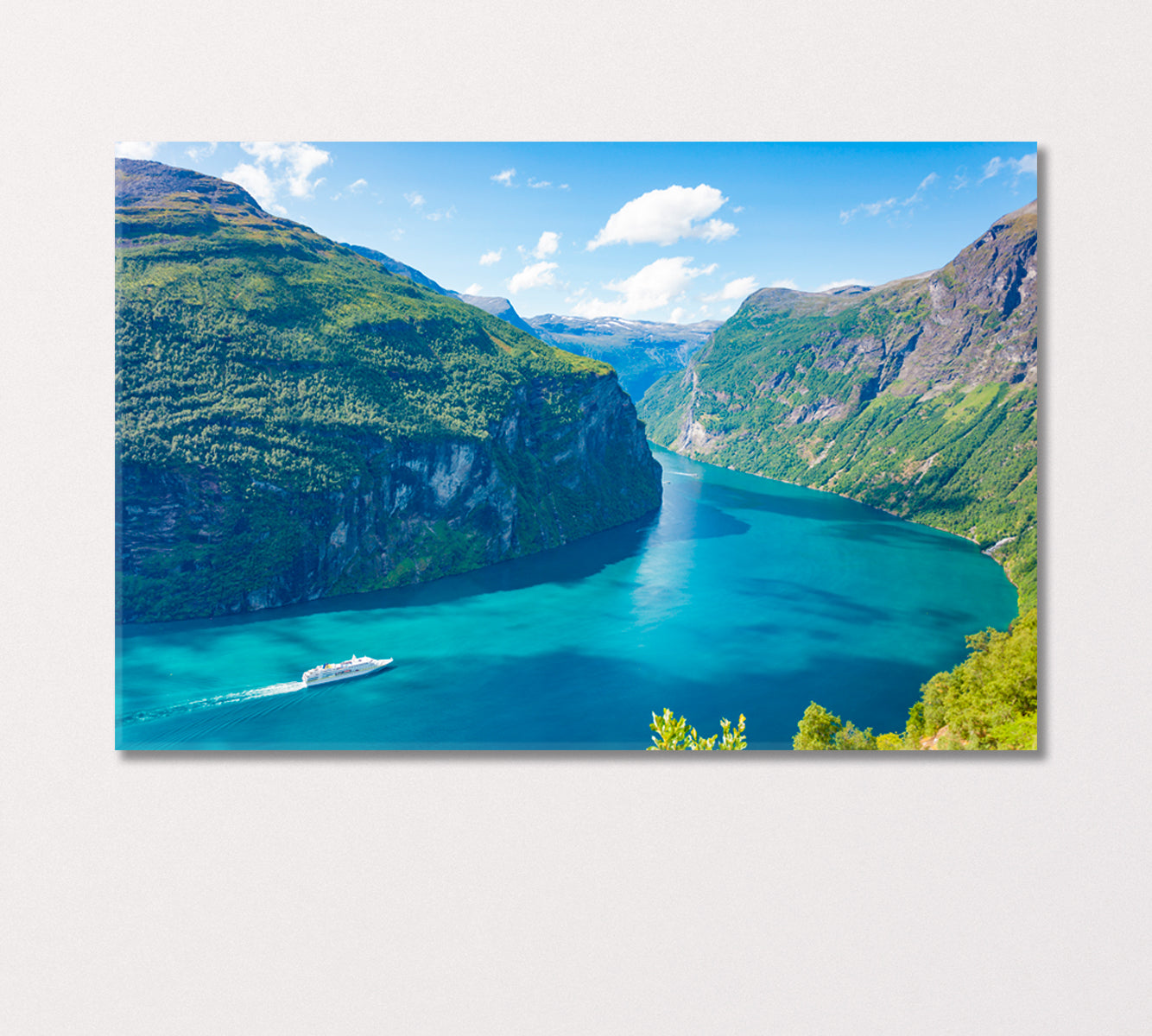 Geiranger Fjord with Cruise Ship Norway Canvas Print-Canvas Print-CetArt-1 Panel-24x16 inches-CetArt