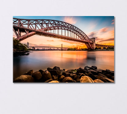 Triborough Bridge at Sunset New York Canvas Print-Canvas Print-CetArt-1 Panel-24x16 inches-CetArt