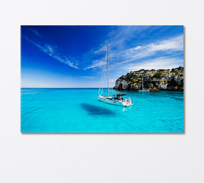 Sailboat in Island Menorca Spain Canvas Print-Canvas Print-CetArt-1 Panel-24x16 inches-CetArt