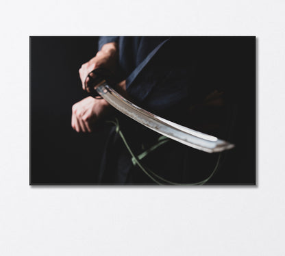 Japanese Sword in Samurai Hands Canvas Print-Canvas Print-CetArt-1 Panel-24x16 inches-CetArt
