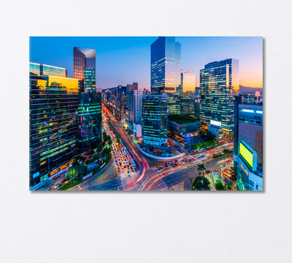 Seoul Skyscrapers at Gangnam Square South Korea Canvas Print-Canvas Print-CetArt-1 Panel-24x16 inches-CetArt