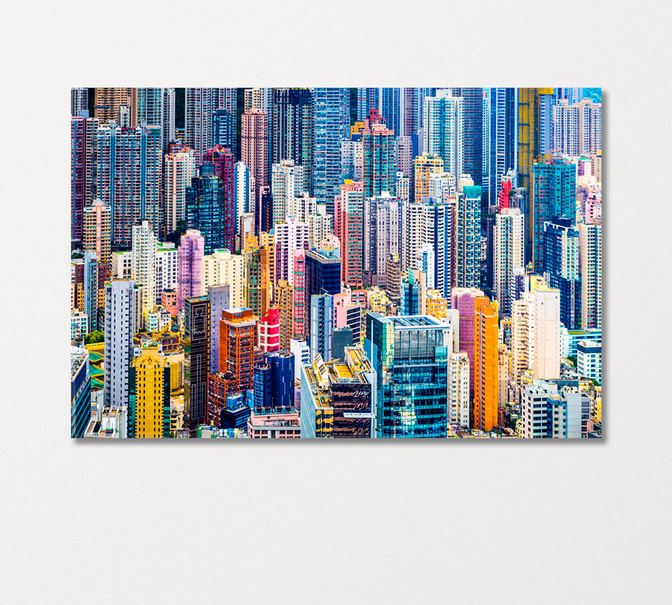Colorful Hong Kong Skyscrapers Canvas Print-Canvas Print-CetArt-1 Panel-24x16 inches-CetArt