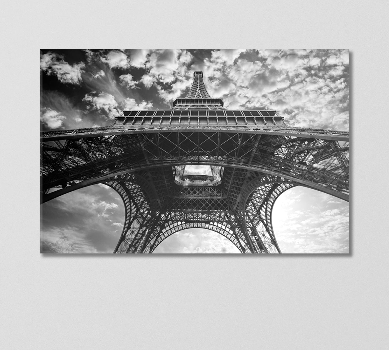 Eiffel Tower in Black White Canvas Print-Canvas Print-CetArt-1 Panel-24x16 inches-CetArt