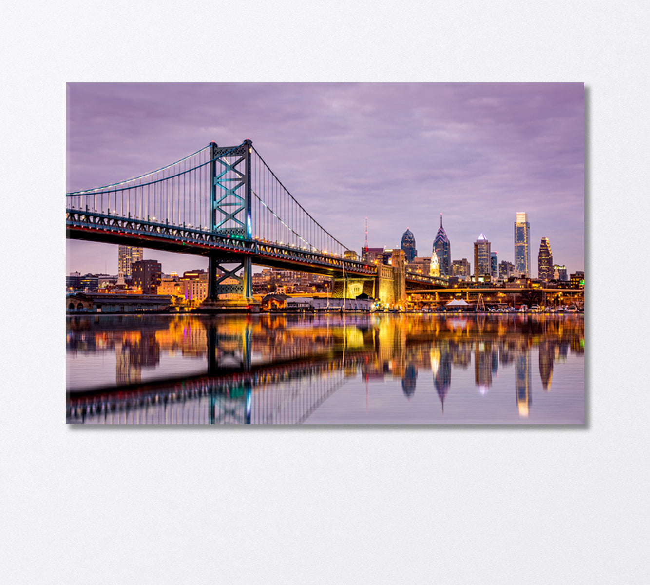 Ben Franklin Bridge and Philadelphia Skyline Canvas Print-Canvas Print-CetArt-1 Panel-24x16 inches-CetArt