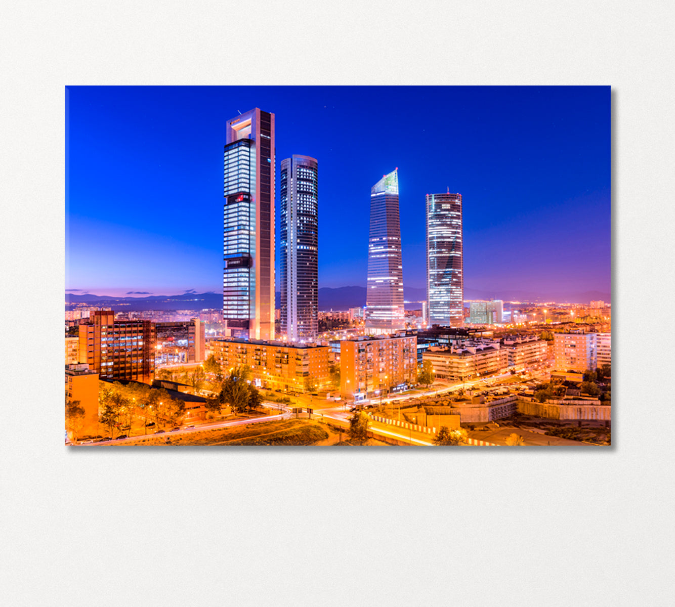 Madrid Financial District at Dusk Spain Canvas Print-Canvas Print-CetArt-1 Panel-24x16 inches-CetArt