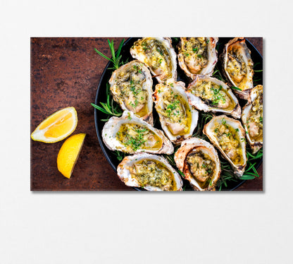 Baked Oysters with Lemon and Herbs Canvas Print-Canvas Print-CetArt-1 Panel-24x16 inches-CetArt