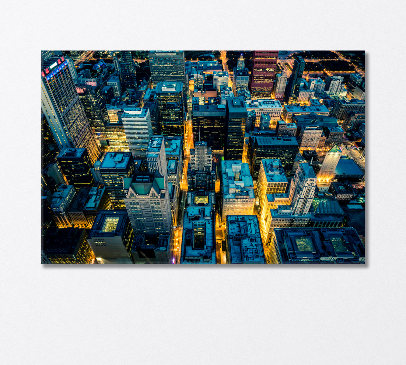 Aerial View of Chicago at Night Canvas Print-Canvas Print-CetArt-1 Panel-24x16 inches-CetArt