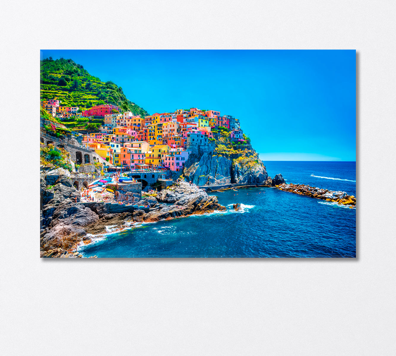 Colorful City on the Rock Cinque Terre Italy Canvas Print-Canvas Print-CetArt-1 Panel-24x16 inches-CetArt