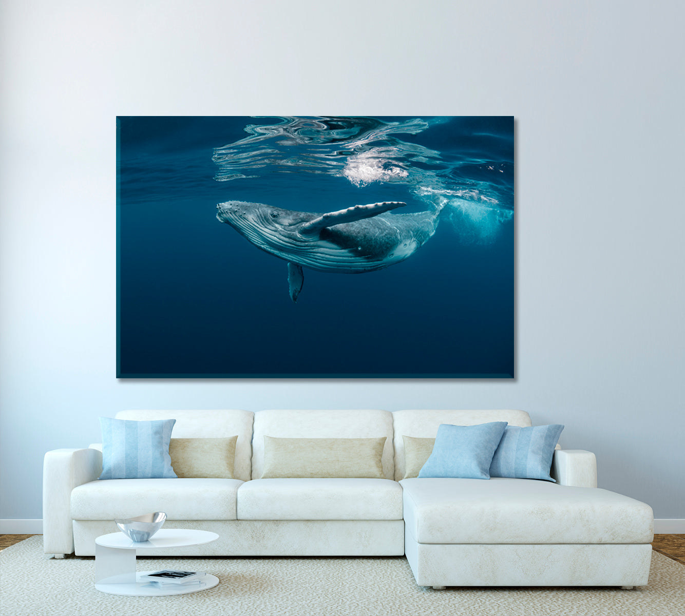 Baby Whale Surface Ocean Canvas Print-Canvas Print-CetArt-1 Panel-24x16 inches-CetArt