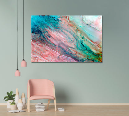 Abstract Pink Turquoise And Blue Marble Canvas Print-Canvas Print-CetArt-1 Panel-24x16 inches-CetArt