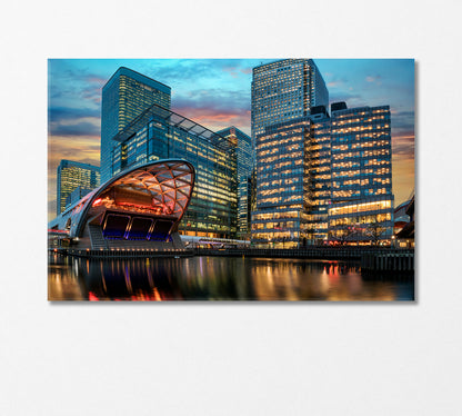 The Financial District Canary Wharf in London Canvas Print-Canvas Print-CetArt-1 Panel-24x16 inches-CetArt