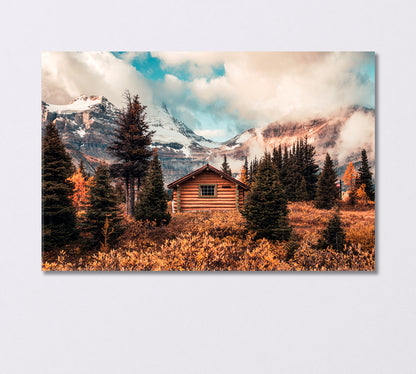 Wooden Hut with Mount Assiniboine in Autumn Canada Canvas Print-Canvas Print-CetArt-1 Panel-24x16 inches-CetArt