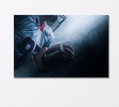 American Football Player Holding Ball Canvas Print-Canvas Print-CetArt-1 Panel-24x16 inches-CetArt