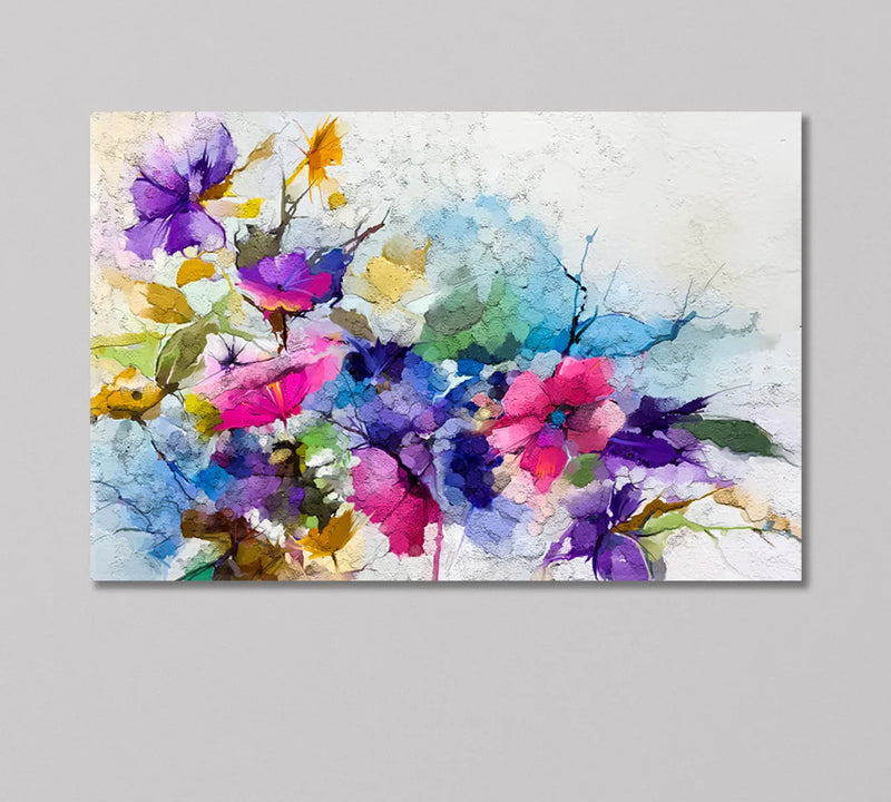 Modern abstract flowers canvas in watercolor style