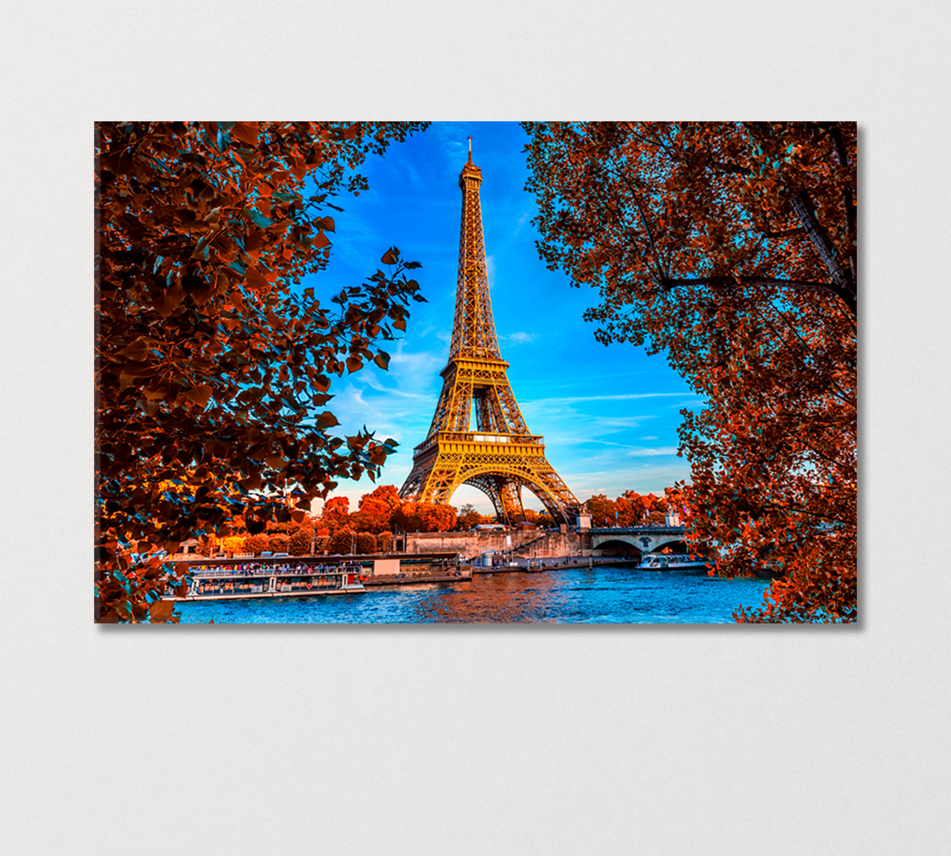 Eiffel Tower and Seine River Paris in Autumn Canvas Print-Canvas Print-CetArt-1 Panel-24x16 inches-CetArt