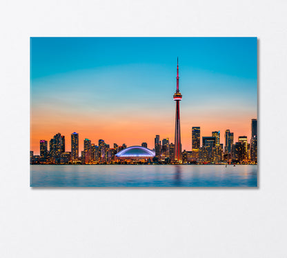 Skyline Toronto over Ontario Lake at Twilight Canvas Print-Canvas Print-CetArt-1 Panel-24x16 inches-CetArt