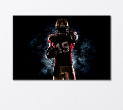 American Football Player in Dark Canvas Print-Canvas Print-CetArt-1 Panel-24x16 inches-CetArt