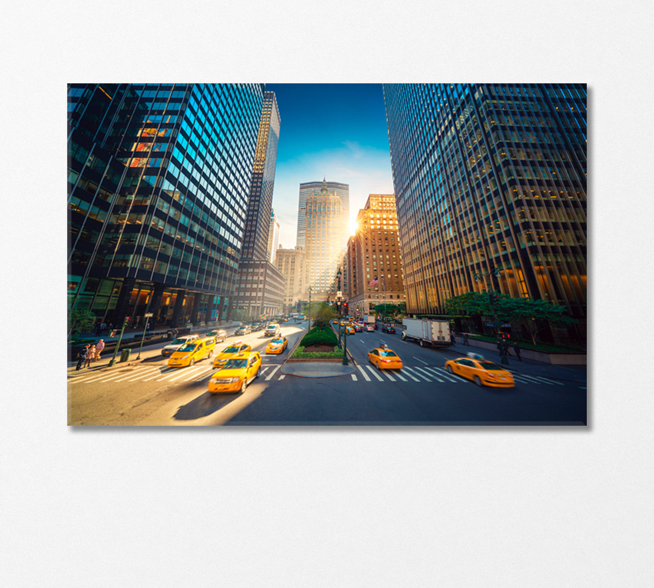 New York Skyscrapers and the Famous Yellow Taxi Cars Canvas Print-Canvas Print-CetArt-1 Panel-24x16 inches-CetArt