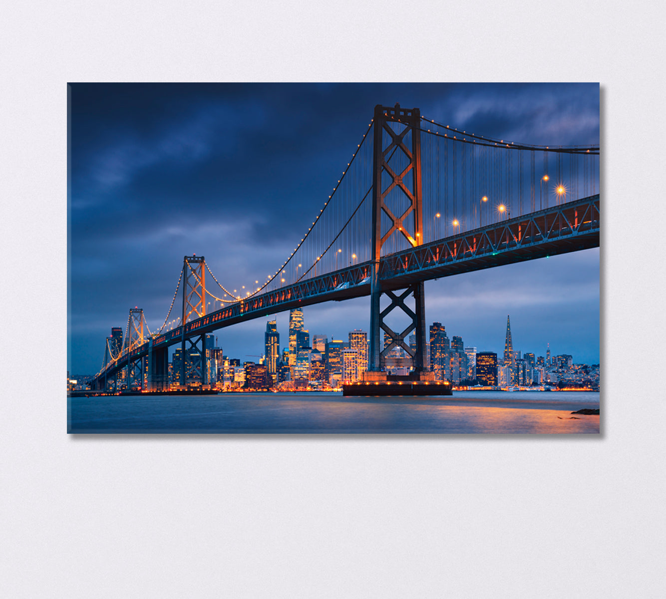 Downtown San Francisco with Oakland Bridge USA Canvas Print-Canvas Print-CetArt-1 Panel-24x16 inches-CetArt