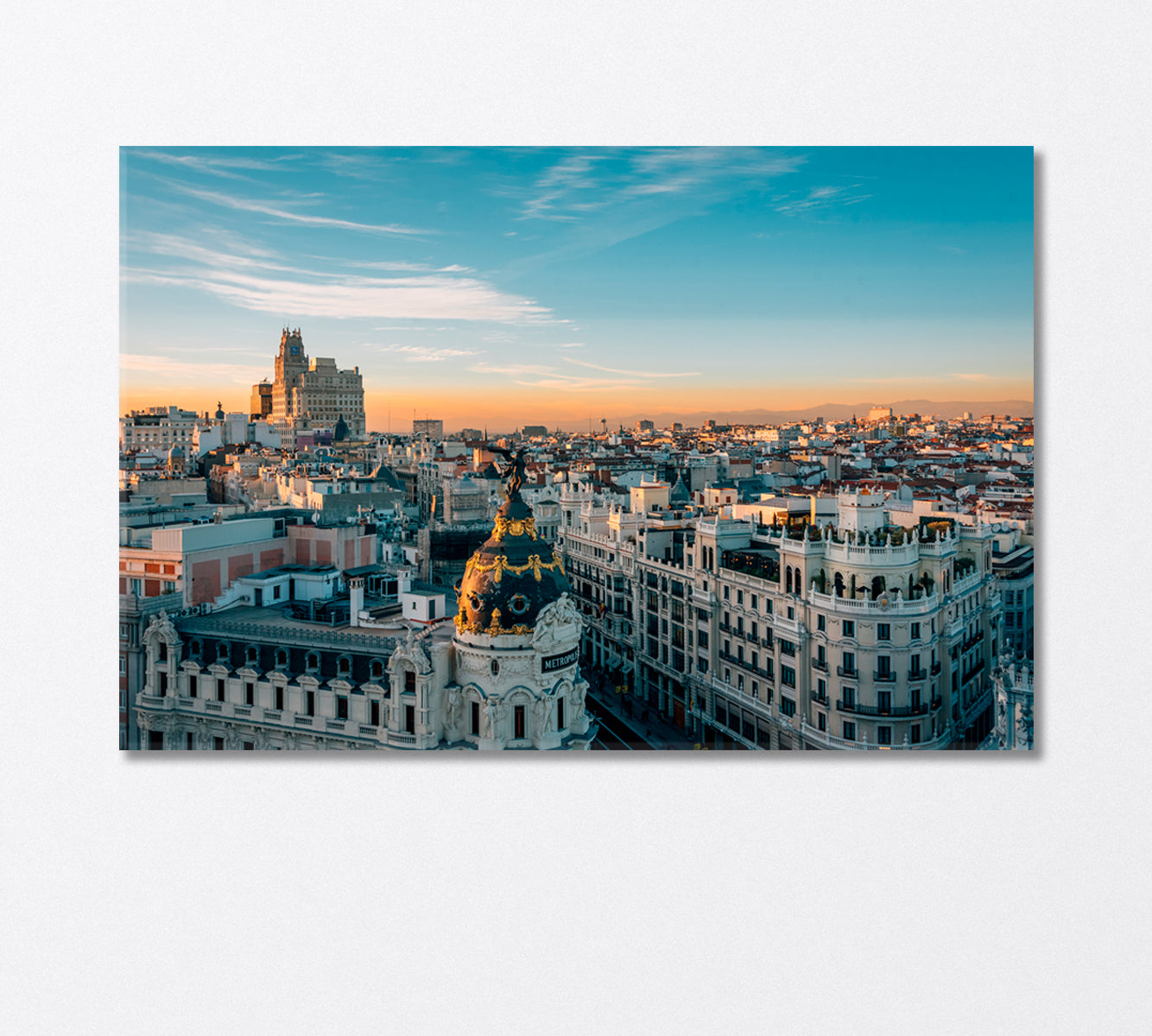 Metropolis Building and Gran Via Madrid Spain Canvas Print-Canvas Print-CetArt-1 Panel-24x16 inches-CetArt