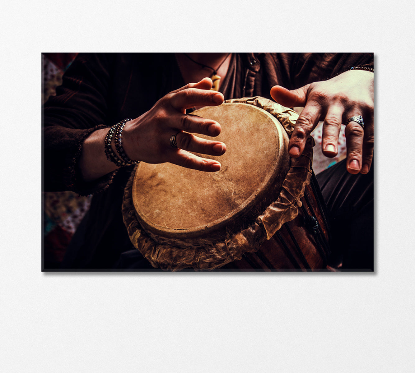 Man Playing the Djembe African Drum Canvas Print-Canvas Print-CetArt-1 Panel-24x16 inches-CetArt