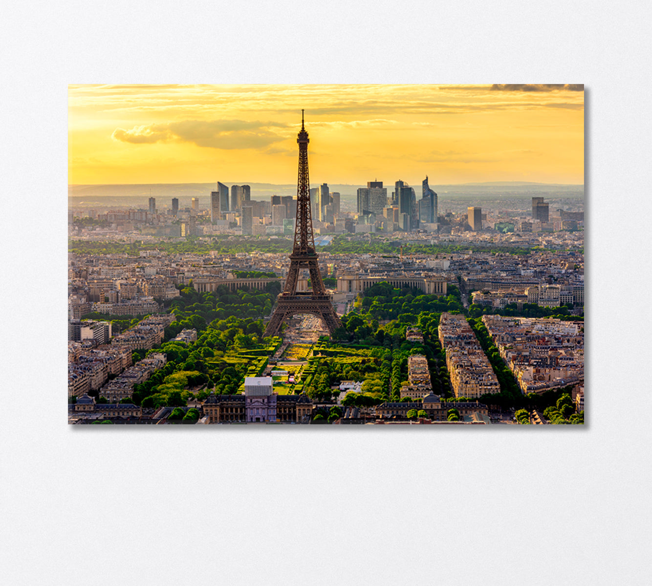 Skyline of Paris with Eiffel Tower at Sunset Canvas Print-Canvas Print-CetArt-1 Panel-24x16 inches-CetArt