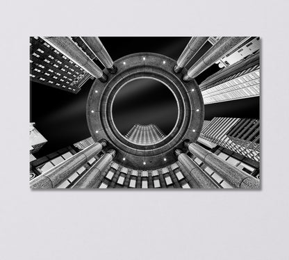 Bottom View of New York City Skyscrapers in Black White Canvas Print-Canvas Print-CetArt-1 Panel-24x16 inches-CetArt