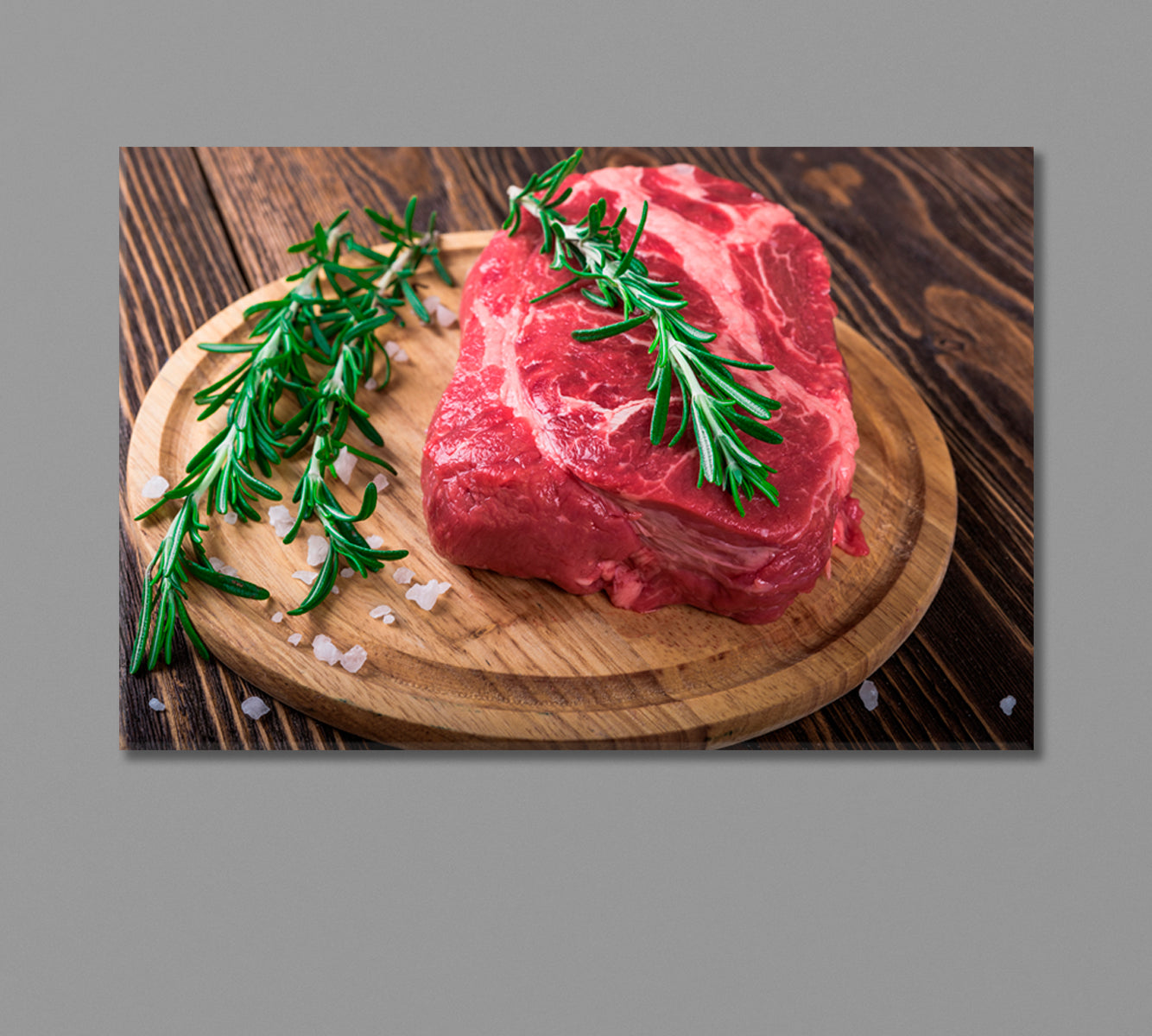 Raw Beef Steak with Rosemary Canvas Print-Canvas Print-CetArt-1 Panel-24x16 inches-CetArt