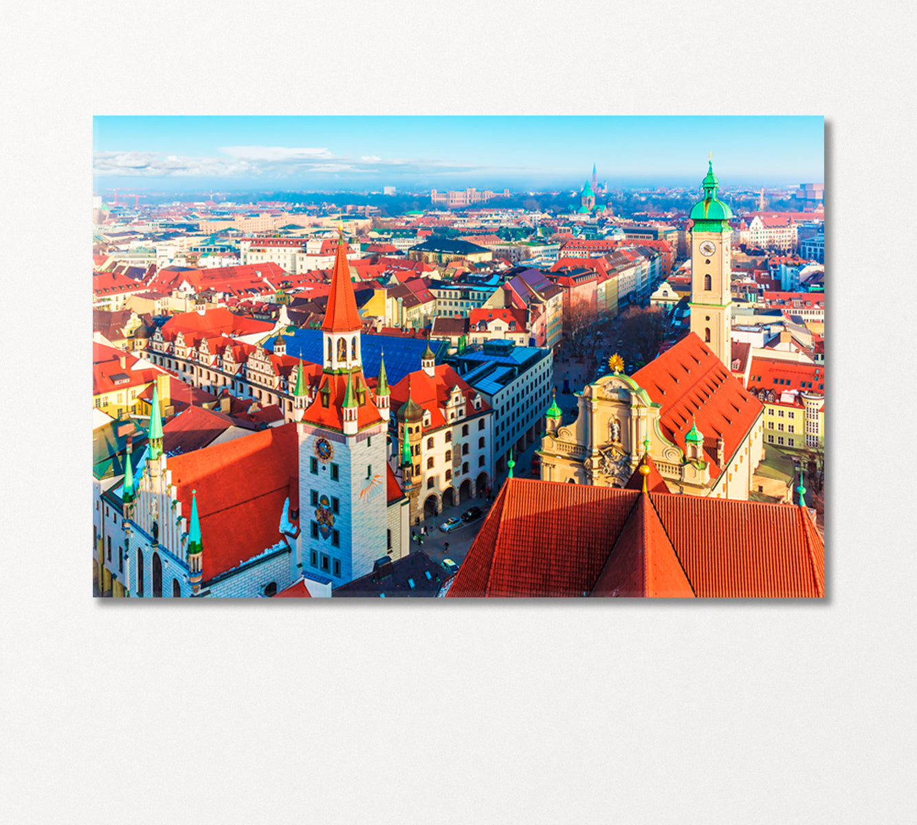 Red Roofs of Munich Old Town Germany Canvas Print-Canvas Print-CetArt-1 Panel-24x16 inches-CetArt