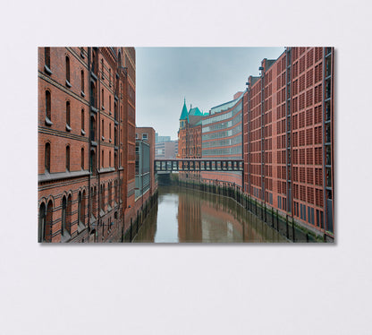 The Canals of Hamburg on the Elbe River Canvas Print-Canvas Print-CetArt-1 Panel-24x16 inches-CetArt