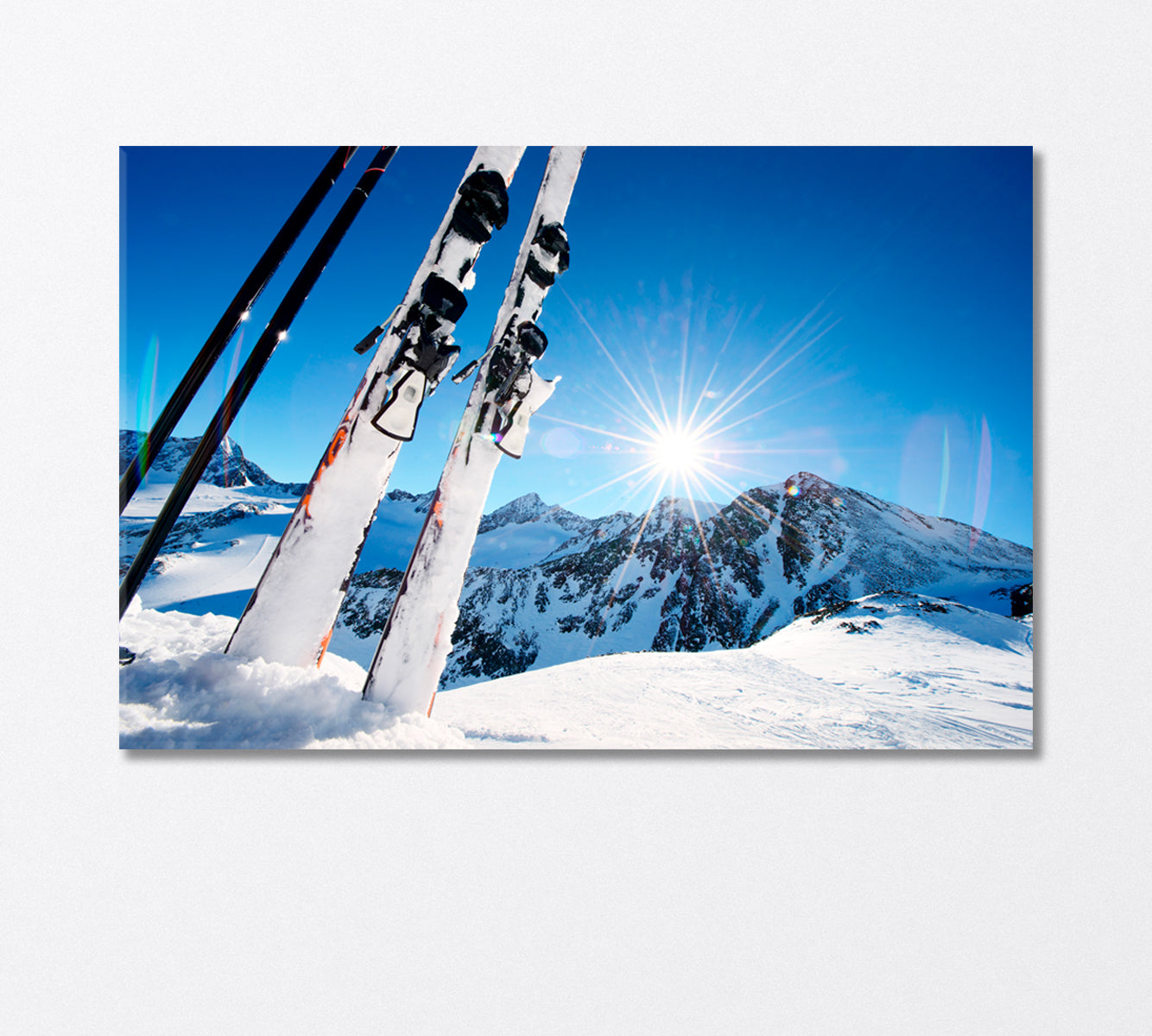 Ski Equipment in Mountains in Snow Canvas Print-Canvas Print-CetArt-1 Panel-24x16 inches-CetArt
