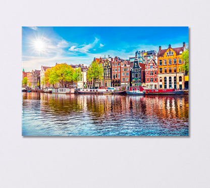 Colorful Houses Amsterdam Canvas Print-Canvas Print-CetArt-1 Panel-24x16 inches-CetArt