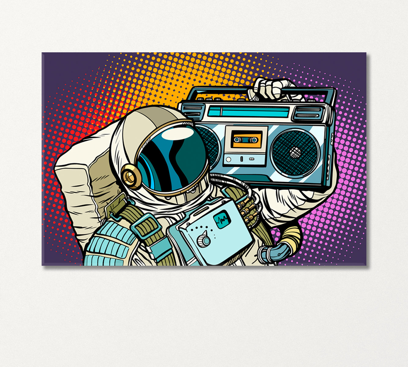 Astronaut with Retro Boombox Canvas Print-Canvas Print-CetArt-1 Panel-24x16 inches-CetArt