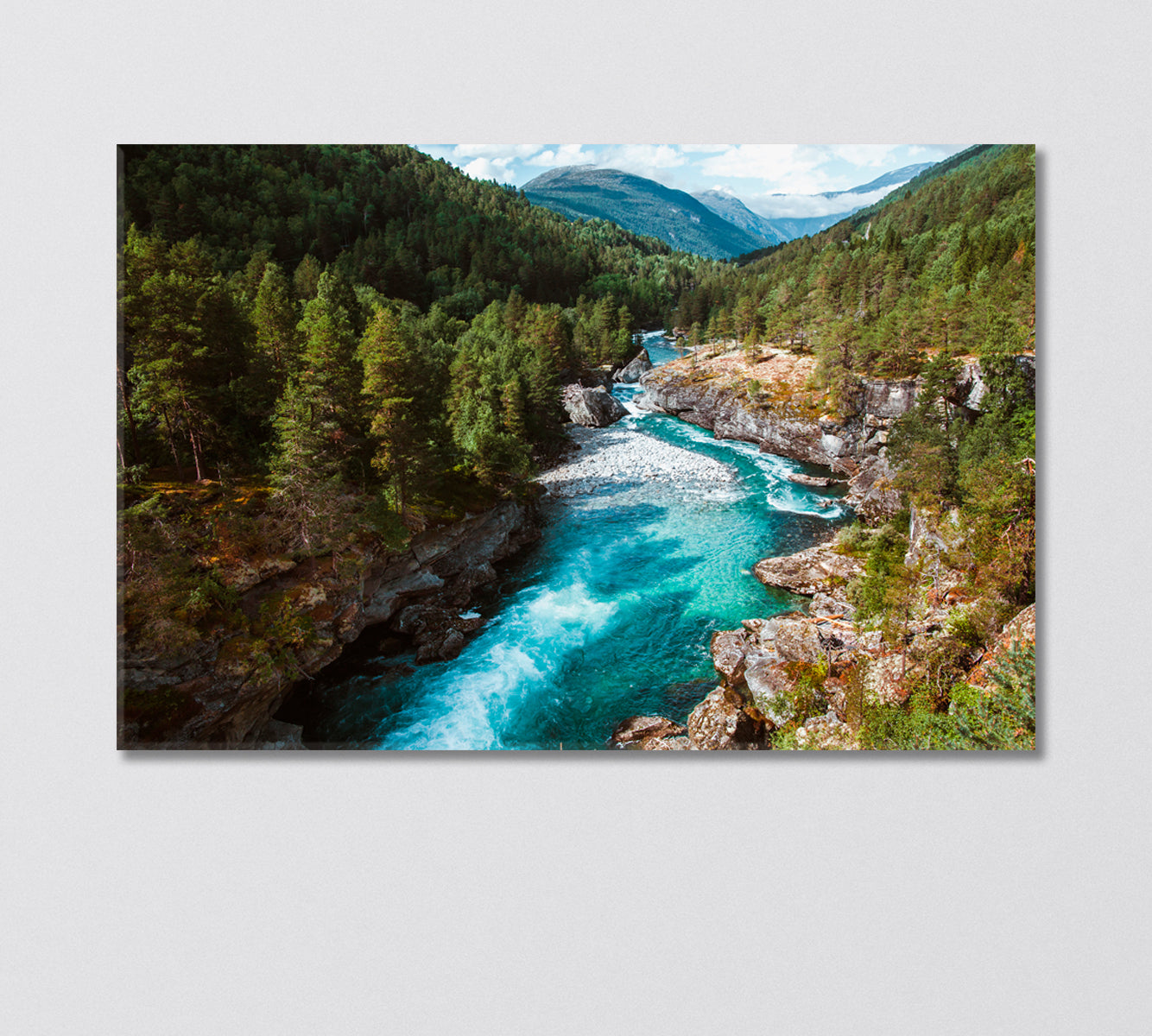 Amazing Turquoise River in Norway Canvas Print-Canvas Print-CetArt-1 Panel-24x16 inches-CetArt