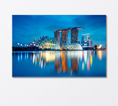 Singapore City Skyline at Dusk Canvas Print-Canvas Print-CetArt-1 Panel-24x16 inches-CetArt
