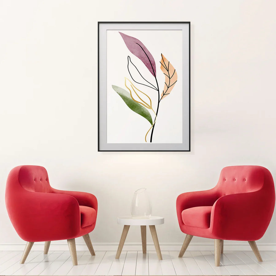 Three leaf forms in muted tones poster