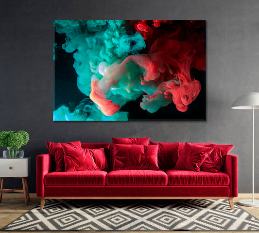 Abstract Red and Blue Smoke Canvas Print-Canvas Print-CetArt-1 Panel-24x16 inches-CetArt