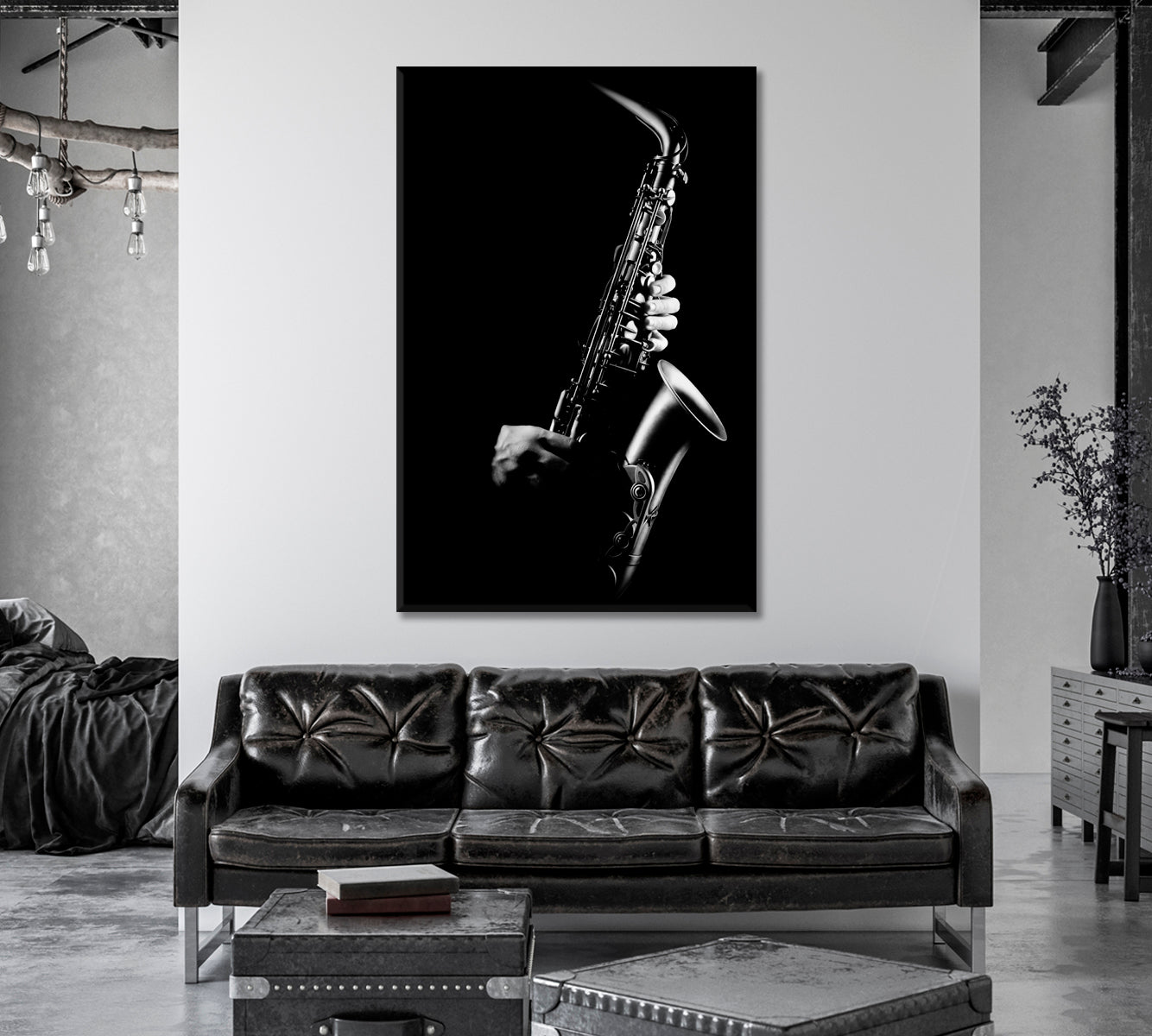 Saxophonist Jazz Music Canvas Print-Canvas Print-CetArt-1 panel-16x24 inches-CetArt