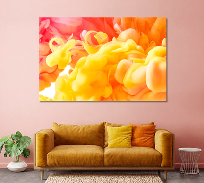 Bright Yellow and Orange Ink Drops in Water Canvas Print-Canvas Print-CetArt-1 Panel-24x16 inches-CetArt