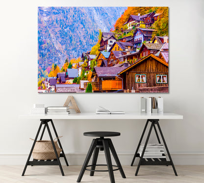 Beautiful Wooden Houses in Austria Canvas Print-Canvas Print-CetArt-1 Panel-24x16 inches-CetArt