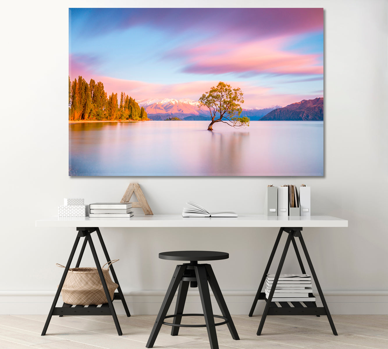 Wanaka Tree at Sunrise Canvas Print-Canvas Print-CetArt-1 Panel-24x16 inches-CetArt