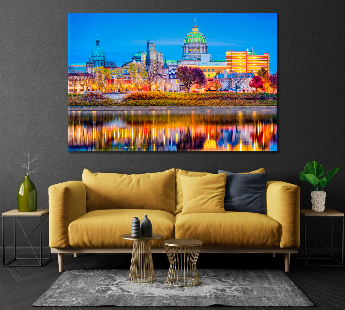 Harrisburg City on Susquehanna River USA Canvas Print-Canvas Print-CetArt-1 Panel-24x16 inches-CetArt