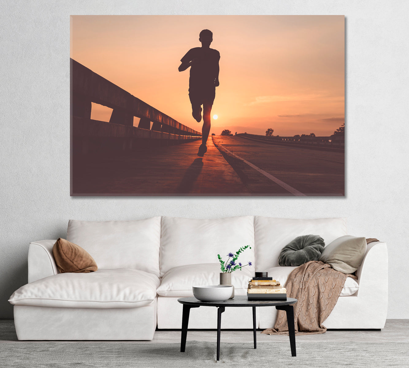 Running Athlete Outdoors in Sunset Canvas Print-Canvas Print-CetArt-1 Panel-24x16 inches-CetArt