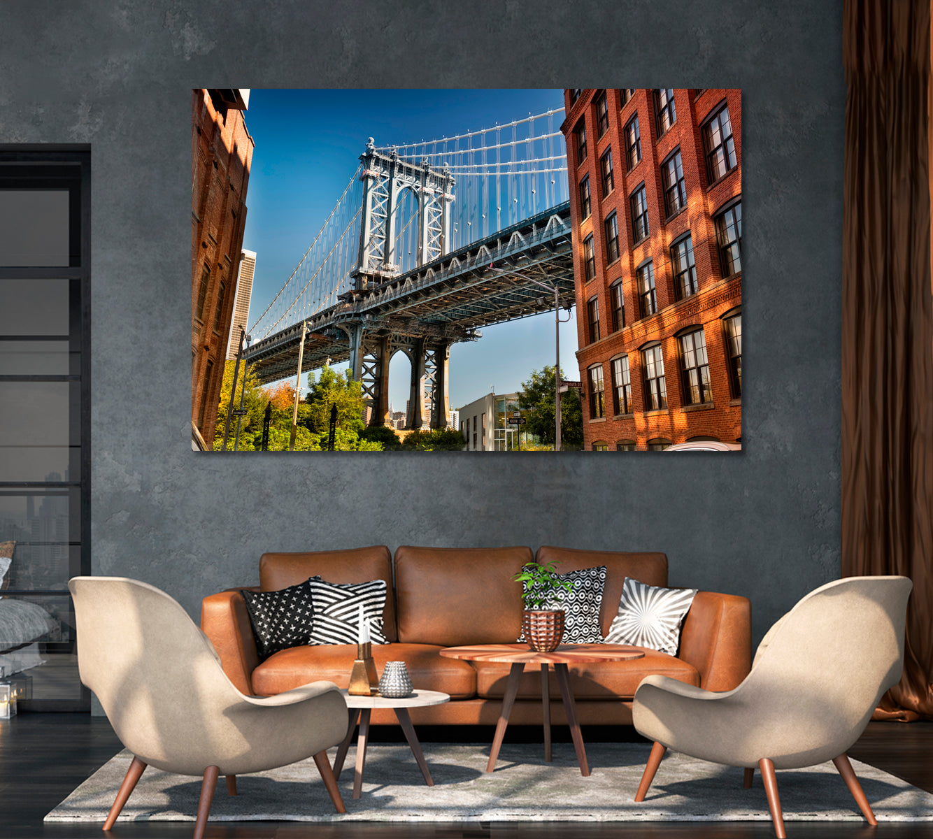 Manhattan Bridge Dumbo Brooklyn New York USA Canvas Print-Canvas Print-CetArt-1 Panel-24x16 inches-CetArt