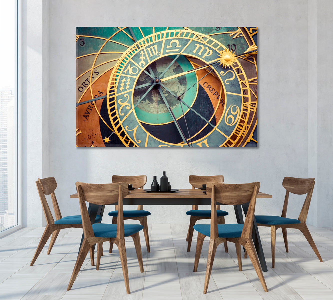 Prague Astronomical Clock in Details Canvas Print