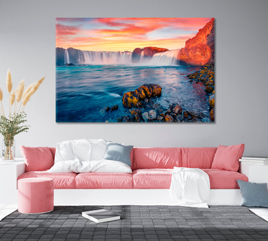 Waterfall on Skjalfandafljot River Iceland Canvas Print-Canvas Print-CetArt-1 Panel-24x16 inches-CetArt