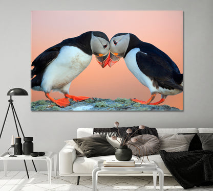 Pair of Atlantic Puffins Canvas Print-Canvas Print-CetArt-1 Panel-24x16 inches-CetArt