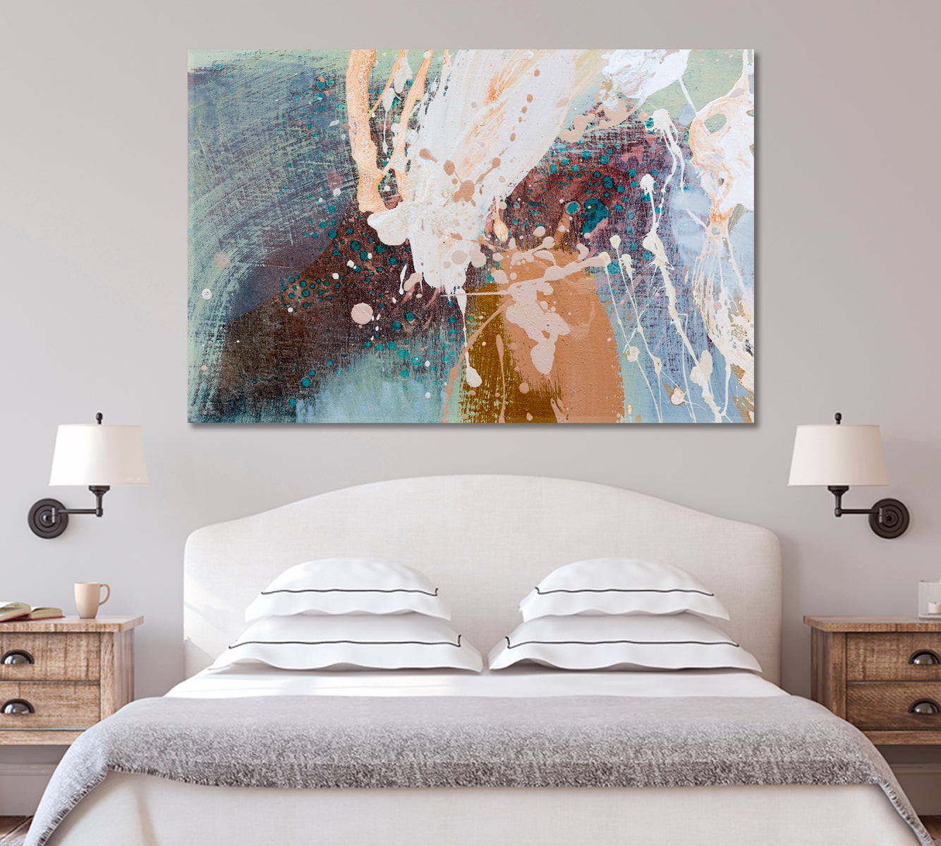 Abstract Brush Strokes in Pastel Colors Canvas Print-Artwork-CetArt-1 Panel-24x16 inches-CetArt